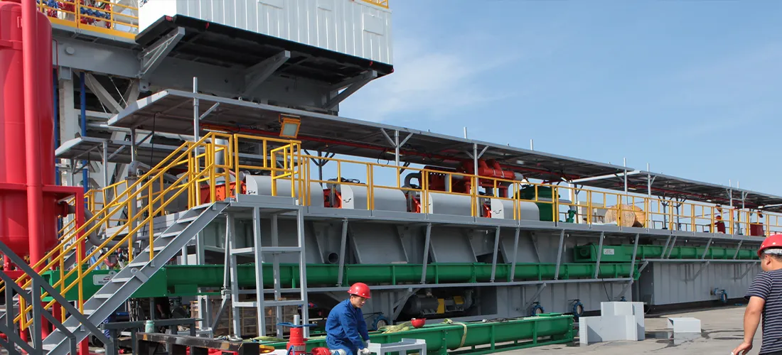 Mud pump at a drilling operation site.