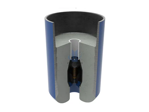 Butt weld float collar and float shoe on a white background