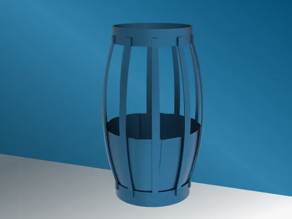 Blue cementing basket on a blue background