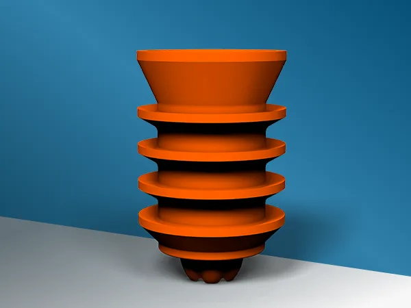 Various cementing plugs on a blue background