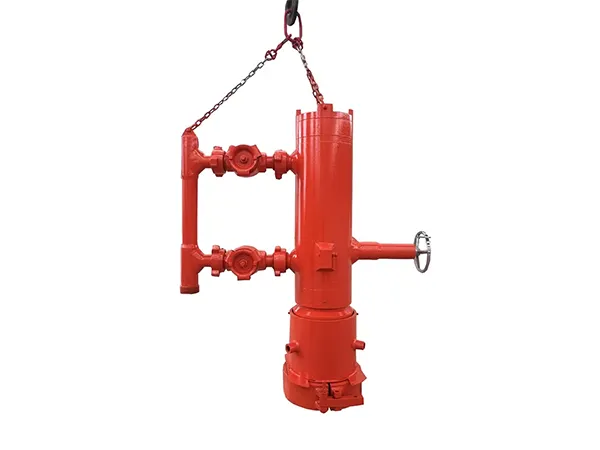 Clamp type cement head on a white background