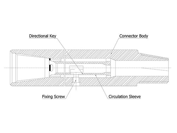 Cross-sectional view of a bent directional sub on a white background