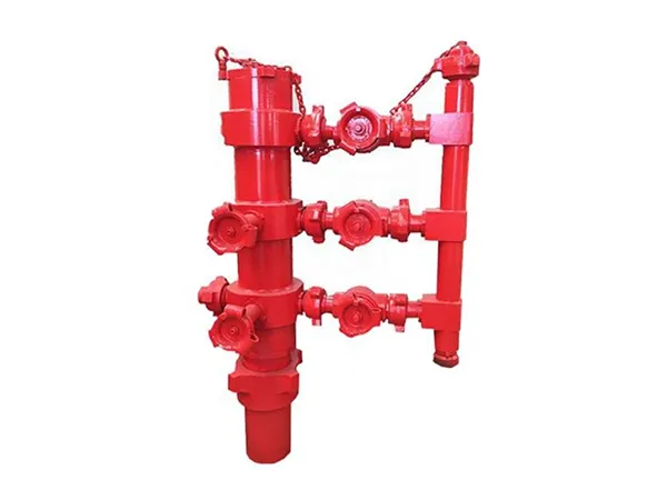 Double plug drill pipe cement head on a white background