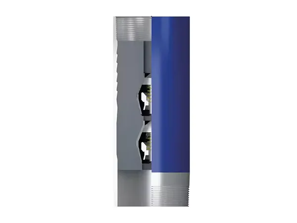Double valve float collar and float shoe on a white background