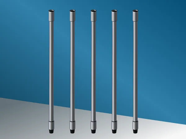 Drill pipes on a blue background