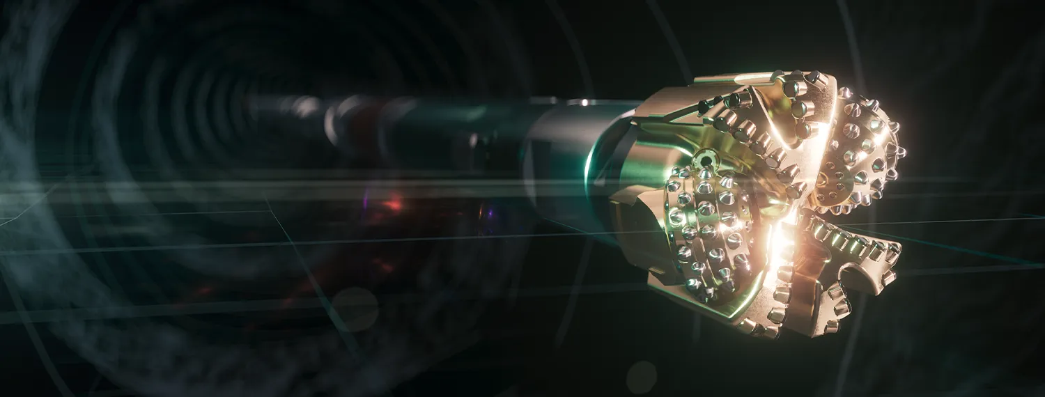 Downhole drill bit system in operation