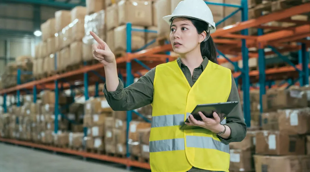 Staff inspecting the warehouse