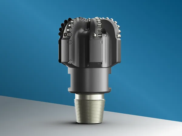 PDC drill bit on a blue background