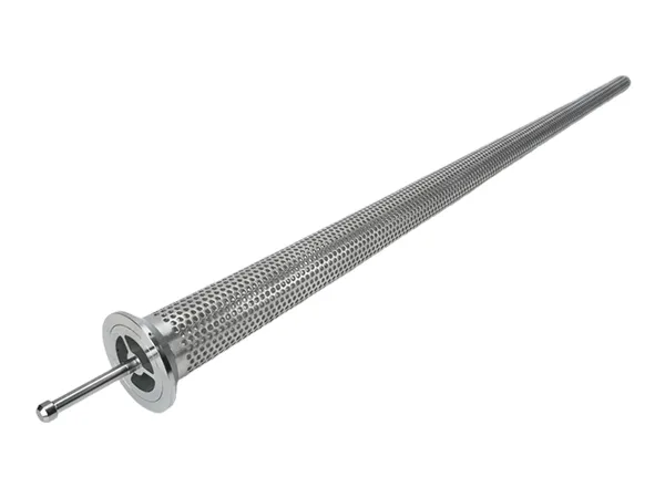 Perforated type drill pipe screen on a white background