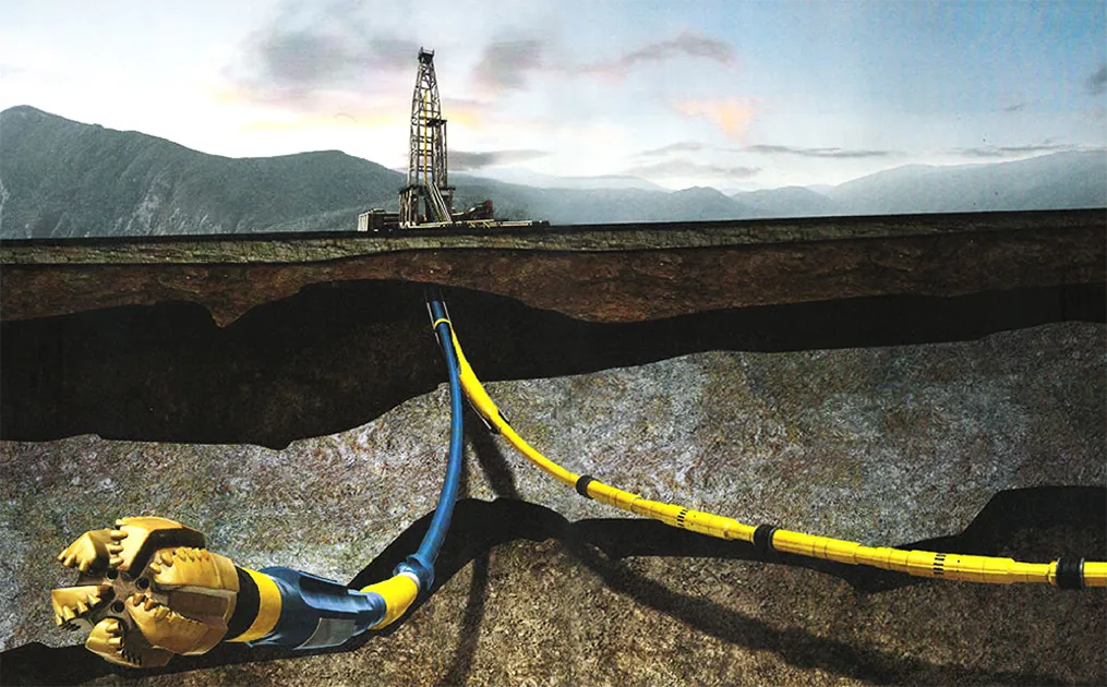 Downhole drill bit system in operation