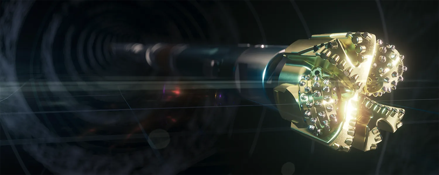 Drill bit system on a black background