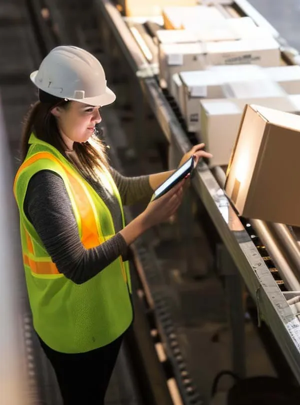 Staff inspecting packaging