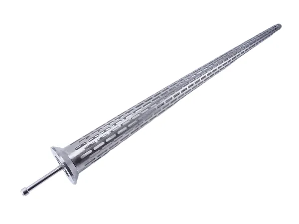 Slot type drilling pipe screen on a white background