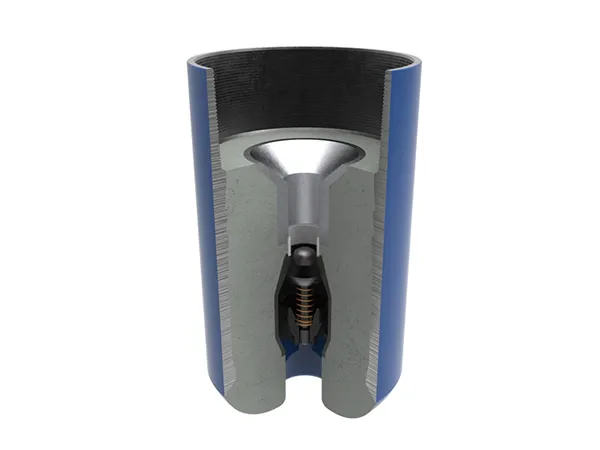 Stab-in float collar and float shoe on a white background