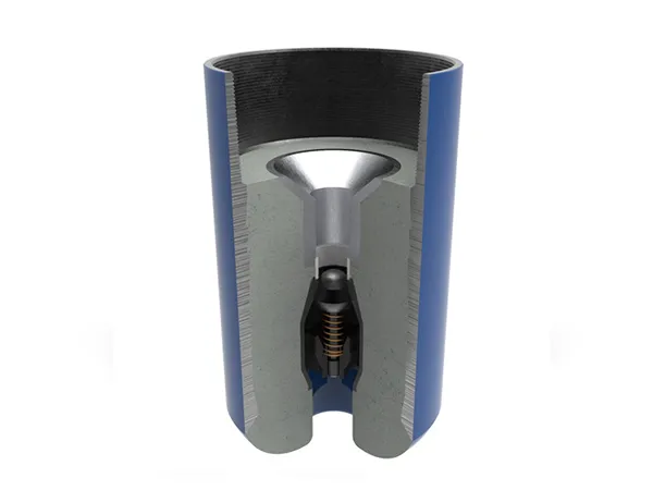 Stab-in float collar and float shoe on a white background